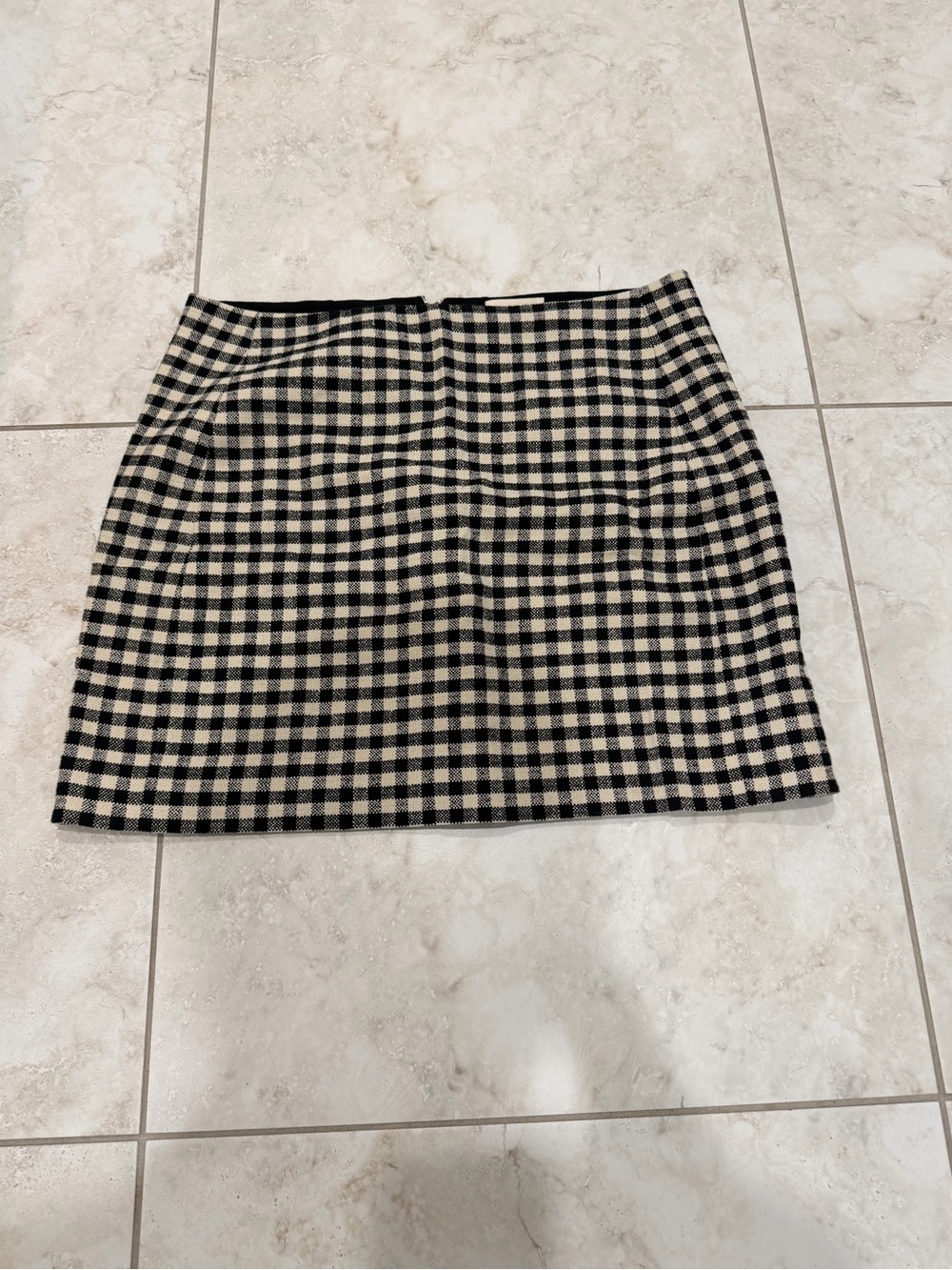 Sezane Black and Cream Gingham Mini Skirt